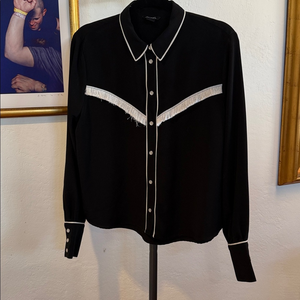 Monki Black Western style Shirt with White Accents